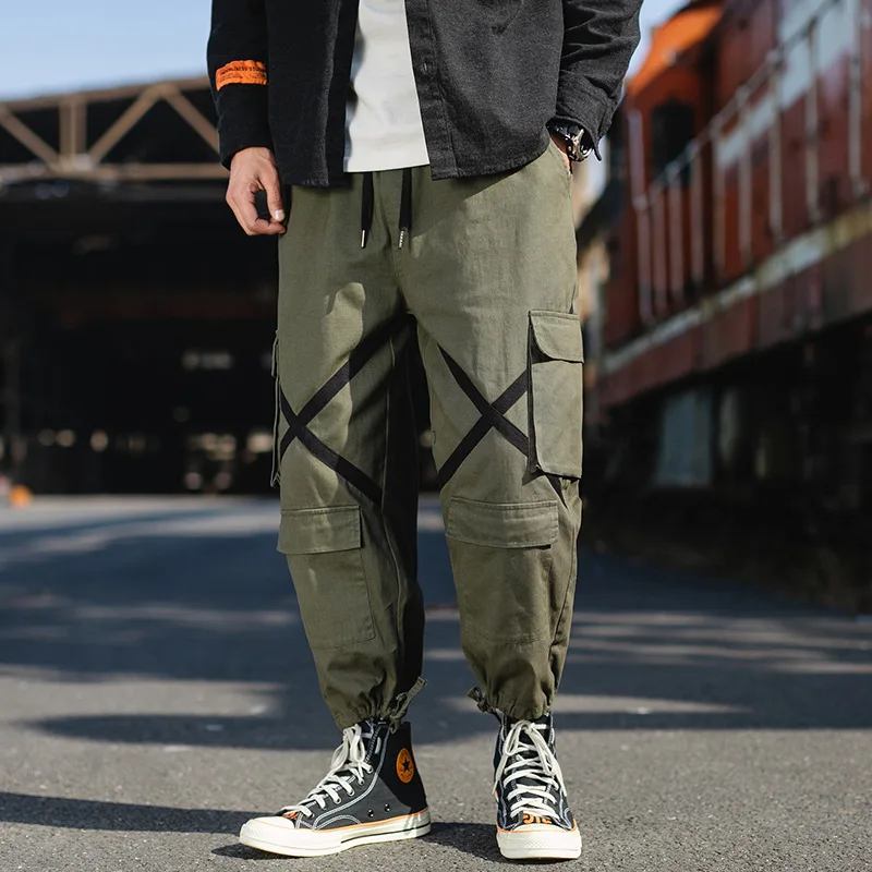 

2020 Spring Main Push Large Size Japanese-style Exterior Webbing Harem Casual Capri Pants M-5x Hk13