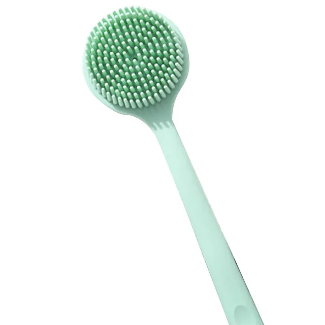 2 в 1 двухсторонняя щетка для душа, силиконовая длинная ручка, щетка для мытья ванной комнаты, массажное Отшелушивание тела на спине, аксессуары - Цвет: Green