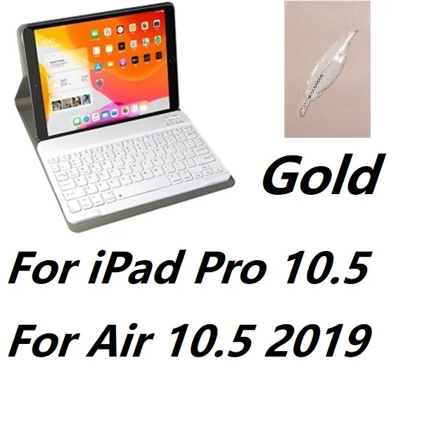 Кожаный чехол с небесным пером, чехол с Bluetooth клавиатурой для iPad Mini 4 5 iPad 9,7 Pro 10,5 11 дюймов Air 10,2 - Цвет: For iPad 10.5 Gold