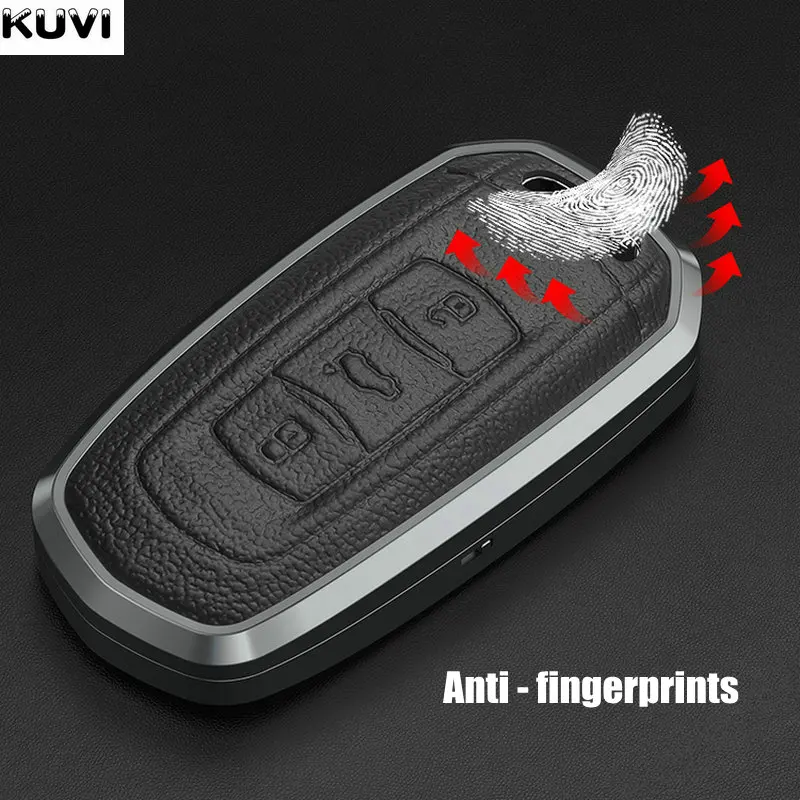 Alloy Leather Car Remote Key Case Cover Shell Fob For Geely Atlas Boyue Nl3 Ex7 Emgrand X7 Emgrandx7 Suv Gt Gc9 Borui Protector - - Racext™️ - - Racext 25