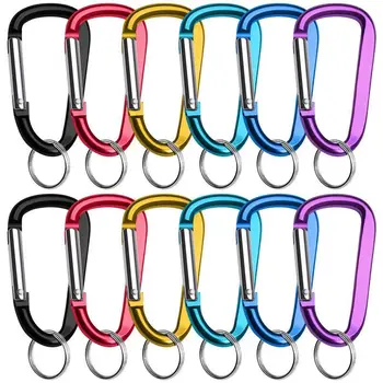 

12 Pack Aluminum Carabiner Key Chain,D Shape Improved Durable Spring-Loaded Gate Carabiners Clips Hook,Perfect for Camping,Hikin