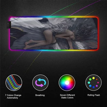 

Woman Sleeping Digital Art Big Mouse Pad LED Colored Light RGB Game MousePad Desktop Pad with Backlight USB 40X90 / 30X35 CM