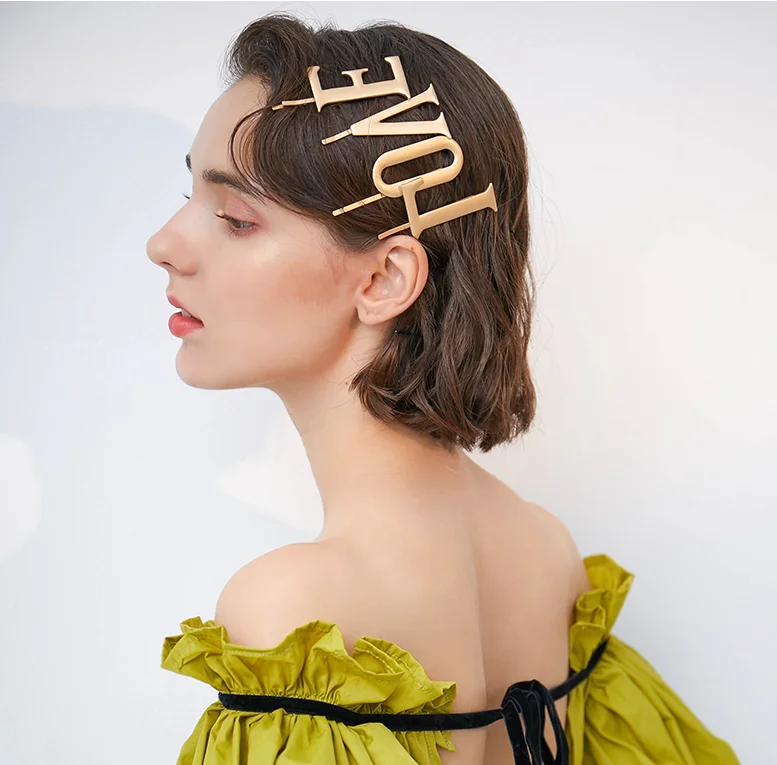 trend LOVE Letter word folder hairpin Unusual hair clip accessories for women fashion jewelry