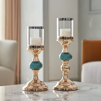 

Metal Candle Holder Vintage Romantic Dinner European Wedding Table Candelabros Modern Bougeoir Home Decor Candle Holder MM60ZT