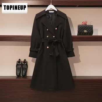 

2019 new spring autumn black thin trench coat In Spring Autumn Long Paragraph Slim fit with belt Turndown Collar Coat