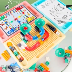 Blocs de construction multifonctions 3 en 1, Table en plastique de grande taille, briques à assembler avec planche à dessin, jouets d'échecs volants pour enfants 
