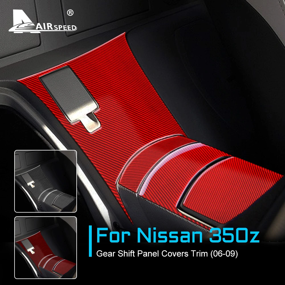 Red Carbon Fiber Gear Shift Box Panel Trim Cover Fit For Nissan 350Z 2006-2009 