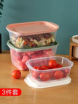

Refrigerator Storage Box Kitchen Plastic Fresh-Keeping Box Suit Microwave Oven Container