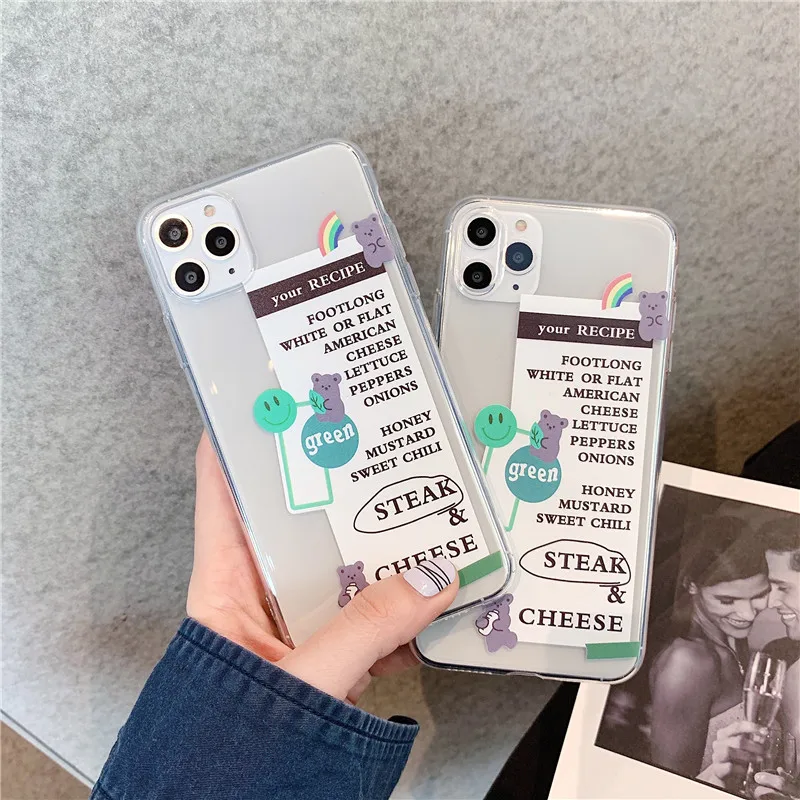 Funny Cute Bear Recipe Phone Case For iphone 11 Pro Max 6 6s 7 8 plus back Cover X XR XS Cartoon Silicone Cases |