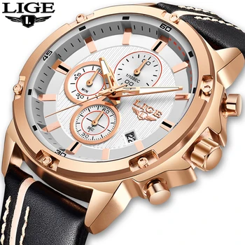 

Relogio Masculino 2020 New LIGE Fashion Brand Mens Watches Leather Sports Date Chronograph Quartz Watch Male Clock Reloj Hombre