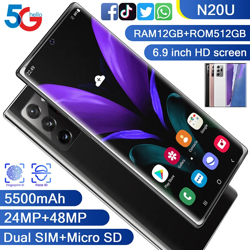 Android 10 Galxy N20U Smartphone FullScreen 8-core