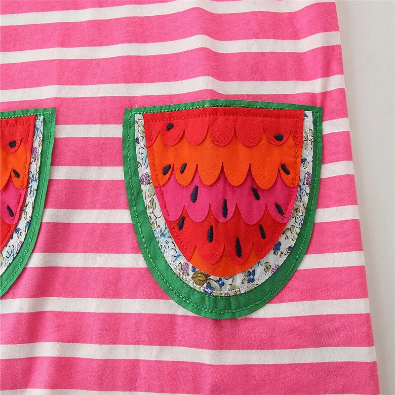 dresses party dresses Jumping Meters New Stripe Summer Baby Clothes Watermelon Embroidery Cute Cotton Kids Girls Dresses Children's Costume smock dress