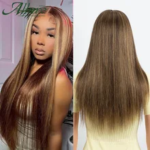 

Highlight Lace Front Human Hair Wigs Straight Colored Lace Wigs Black Women Ombre Brown 99J Braizilian Hair Pre plucked Allure