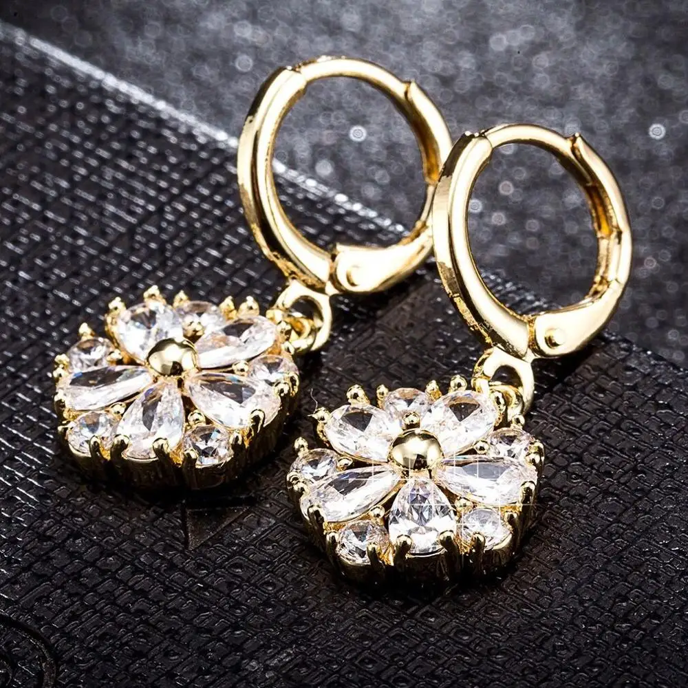 MxGxFam новые серьги подвески с цирконами для женщин золотого цвета 18 k AAA + CZ модные