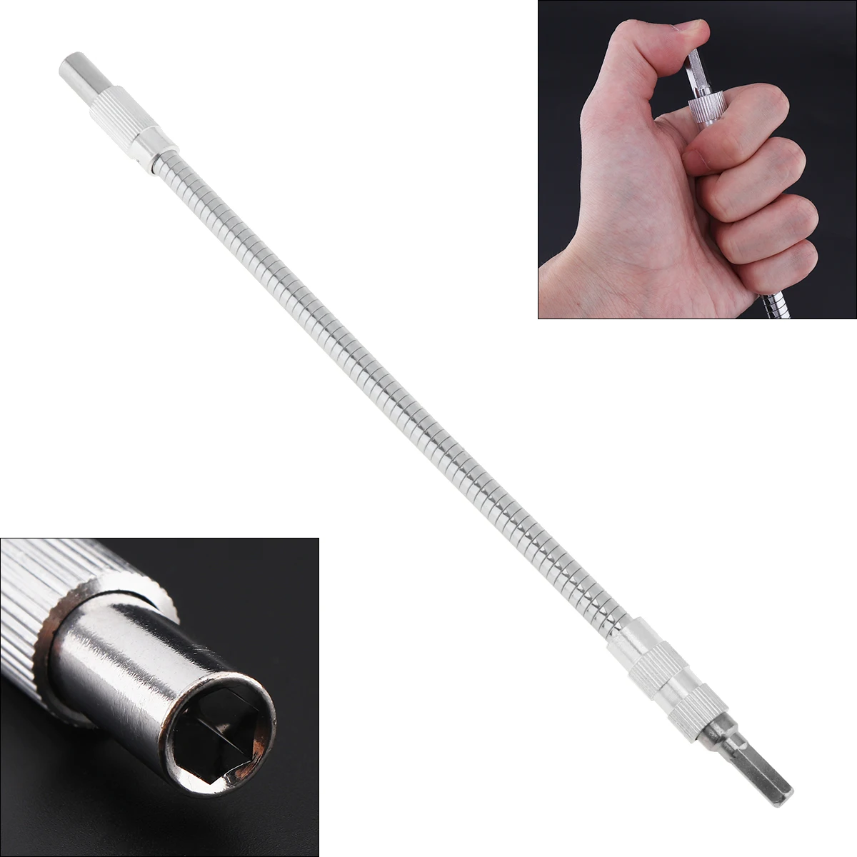 

30cm 1/4in Hex Hose Flexible Screwdriver Extension Bit Screw Driver Holder Adapter Flex Socket