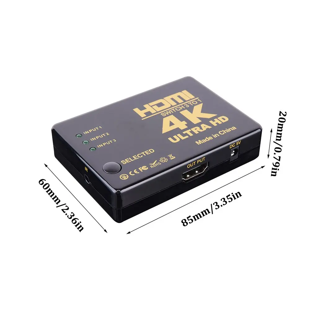 1PCS 3 Port 4K*2K 1080P Switcher HDMI Switch Selector 3x1 Splitter Box Ultra HD for HDTV Xbox PS3 PS4 Multimedia HOT sale
