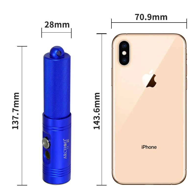 Фото Профессиональный фонарик ARCHON V10S 6500K для дайвинга, светодиодный портативный фонарик с чипом CREE для дайвинга №2