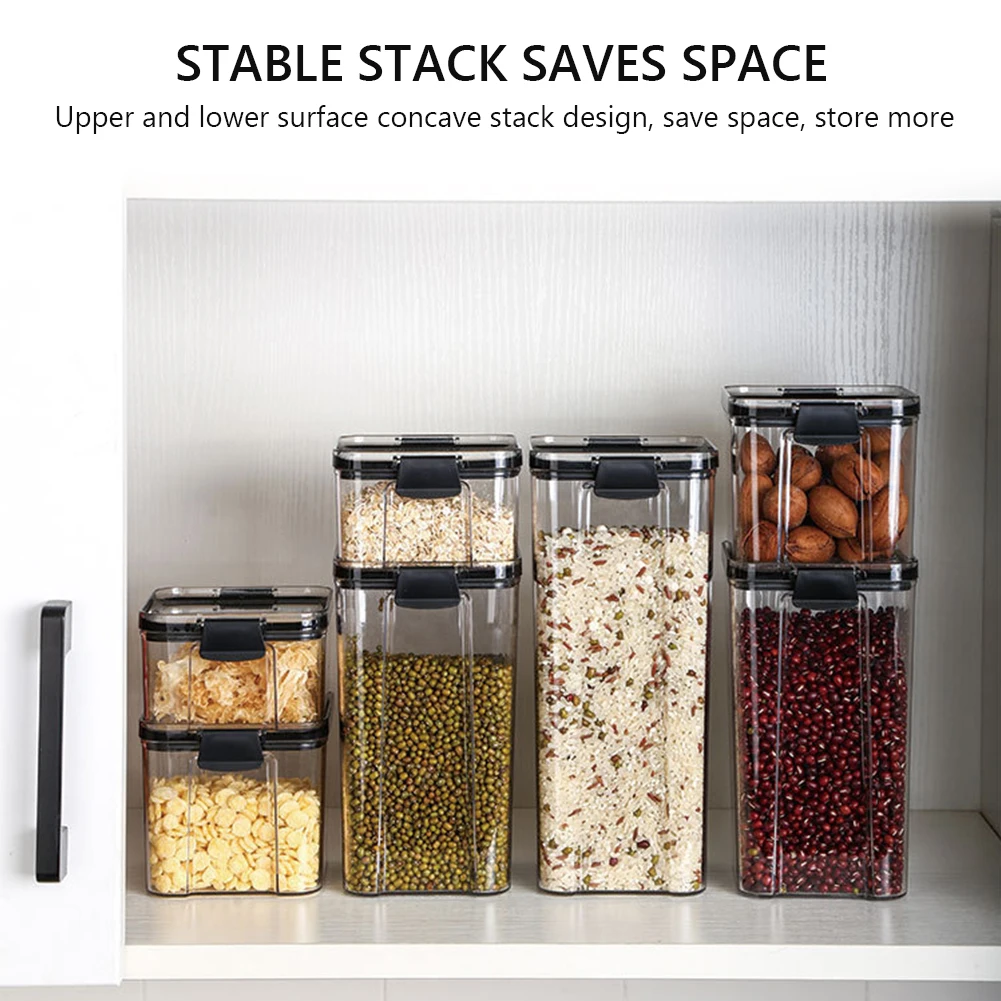 Food Storage Containers, Airtight Cans Plastic Storage Boxes Stackable Food  Storage Boxes Kitchen Refrigerator Storage Tanks