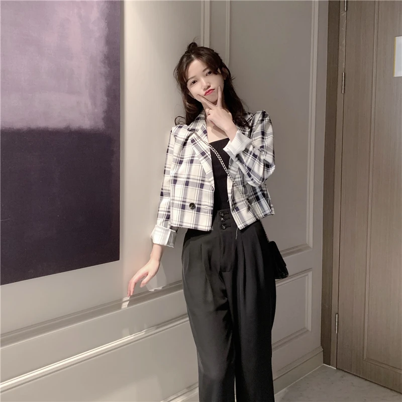 Цена контроль+ 5 юаней осеннее и зимнее женское платье цена за сетку Ранняя осень стиль Клетчатый маленький костюм пальто+ Повседневная Свободная Пан