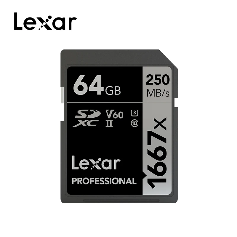 Рекламная 250 МБ/с./с 1667x Lexar sd карта 128 ГБ 256 ГБ SDXC U3 карта 64 Гб SDHC класс 10 SD карта памяти для 3D 4K видео камеры - Емкость: 64 ГБ