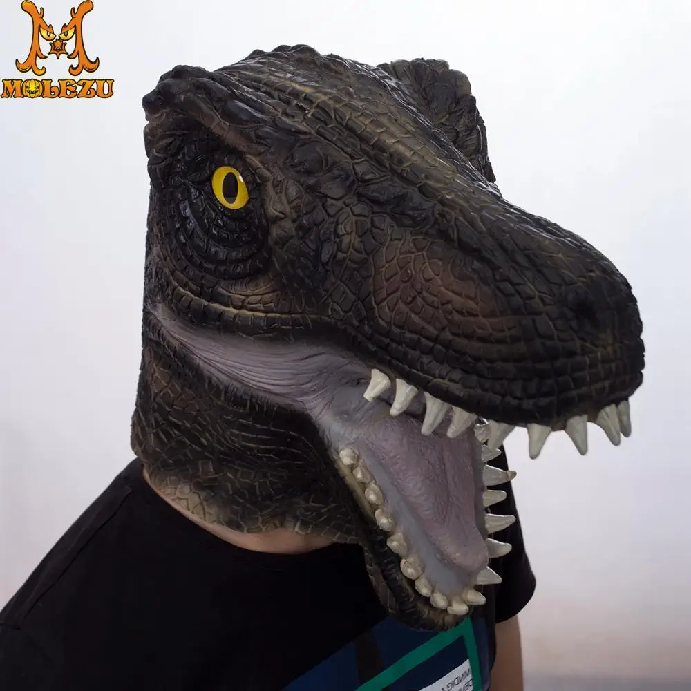 Латексная Маска динозавра Molezu маска для косплея Юрского периода взрослых костюм