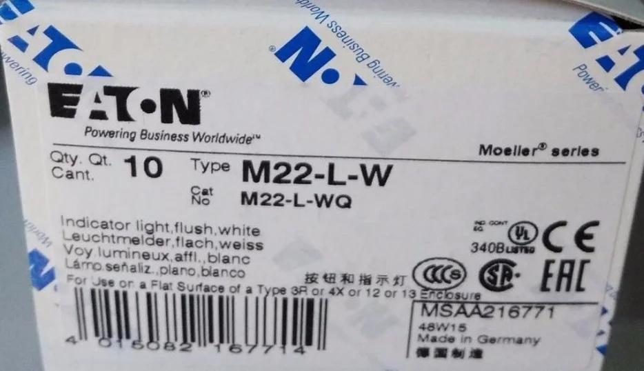 Новый EATON MOELLER M22-L-W Бесплатная доставка | Безопасность и защита