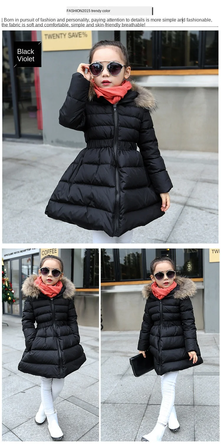 Cabolsa de Pele de Inverno para Crianças Ulknn Menina Engrossar Roupas Criança Algodão-acolchoado Cabolsa Moda Casual Confortável Estudante Cor Sólida 6 Casacos e Parkas