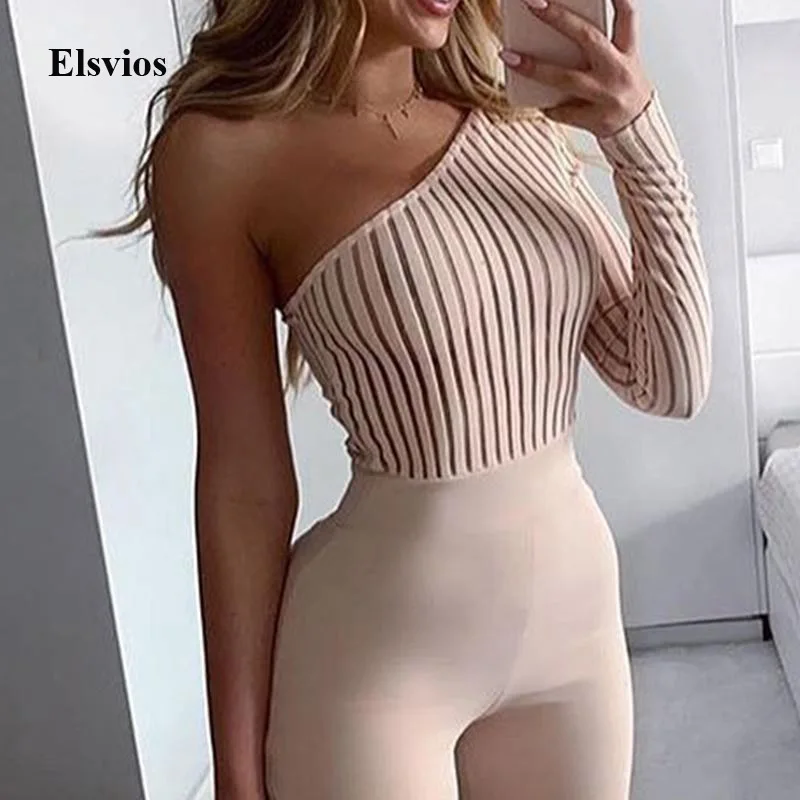 Sexy One Shoulder Slim Jumpsuit Overalls Elegant Long Sleeve Ribbed Knit Rompers Playsuit Women Backless Skinny Bodysuit Bodycon Sexy One Shoulder Slim Jumpsuit Overalls Elegant Long Sleeve Ribbed Knit Rompers Playsuit Women Backless Skinny Bodysuit Bodycon