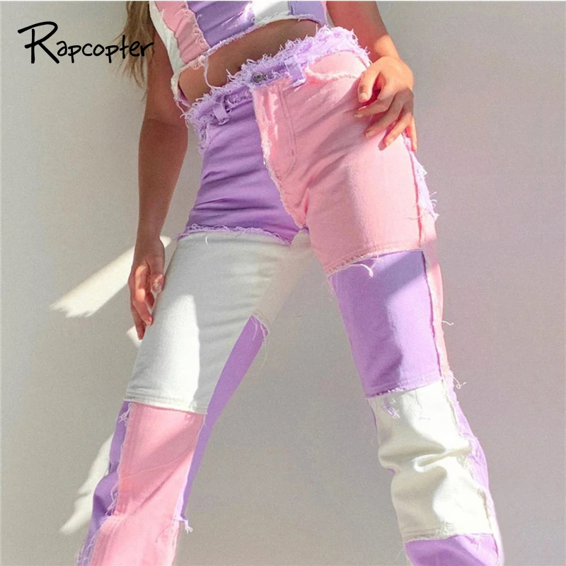 Rapcopter Y2K Jeans Pants Women Patchwork Tassel Sweatpants Pop Pants Autumn New High Waist Pockets Sportwear Harajuku Joggers Rapcopter Y2K Jeans Pants Women Patchwork Tassel Sweatpants Pop Pants Autumn New High Waist Pockets Sportwear Harajuku Joggers