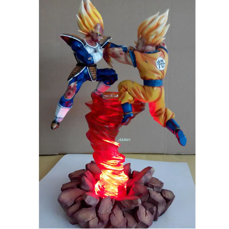 16 "Dragon Ball Z статуя Супер Saiyan бюст Сон Гоку против Вегета полноразмерный Портрет с светодиодный свет GK модель игрушки коробка Z2812