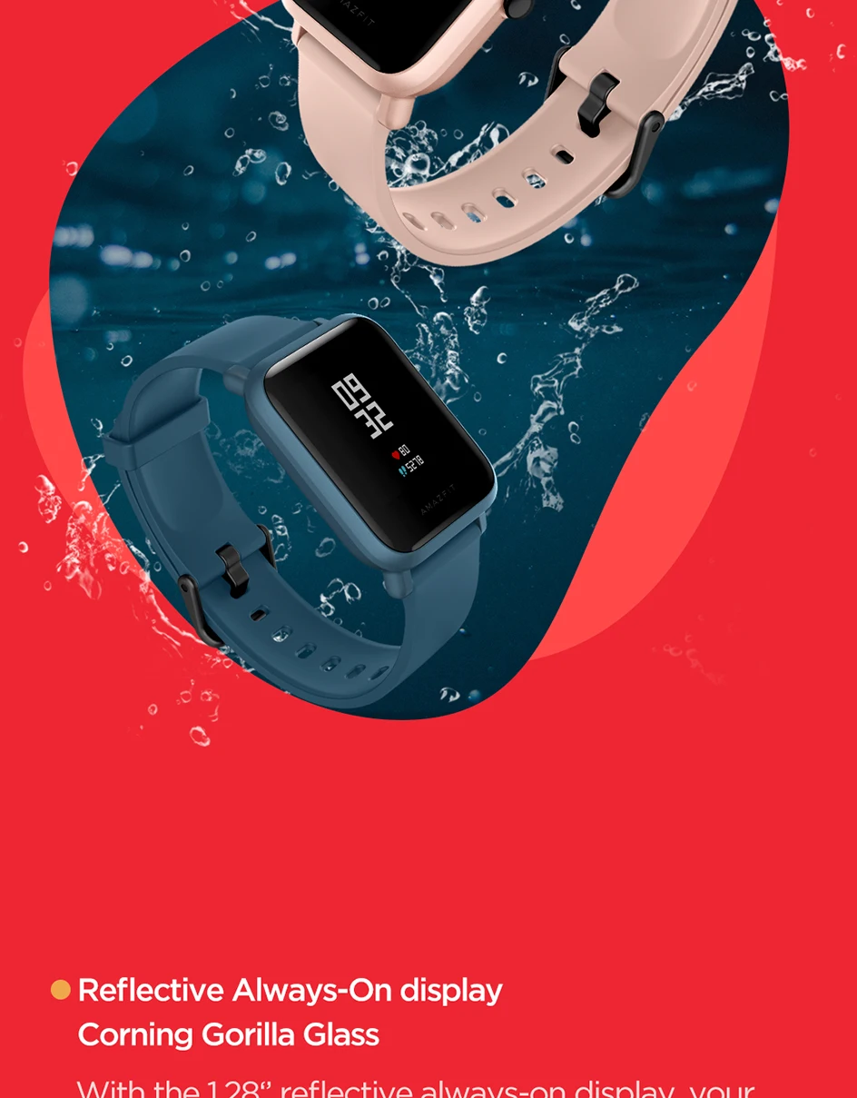 Amazfit Bip Lite Смарт-часы 3ATM в соответствии со стандартом водонепроницаемости 45 дней Срок службы батареи деятельность здоровый отслеживания приложения смартфона уведомления