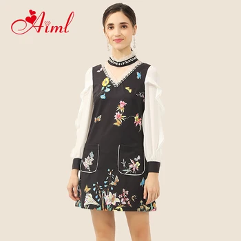 

2020 Spring Summer Fashion Runway Dress Women's Sleeveless Tank Retro Crystal Beading Floral Print Mini Vintage Dress