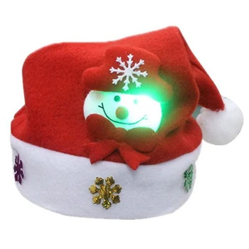 

Snowman pattern with LED lights children hat cap Christmas hat 30 * 25cm