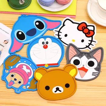 

Lovely Silicone Dining Table Placemat Coaster Kitchen Accessories Mat Cup Bar Mug Cartoon Animal Drink Pads Antiskid Cup Mat