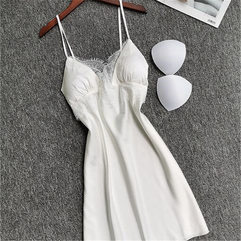 Женская ночная рубашка Kleid с подтяжками на груди, сексуальная одежда для сна, женская летняя соблазнительная ночная рубашка с кружевным краем и открытой спиной
