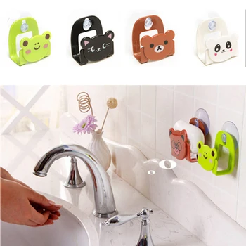 

Carton Dish Cloth Sponge Holder Rack With Suction Cup Cute animal sucking sink storage shelf container