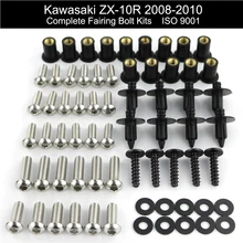 For Kawasaki ZX10R ZX-10R 2008 2009 2010 Motorcycle Complete Full Fairing Bolts Kit Screws Nuts Faring Clips Stainless Steel For Kawasaki ZX10R ZX-10R 2008 2009 2010 Motorcycle Complete Full Fairing Bolts Kit Screws Nuts Faring Clips Stainless Steel