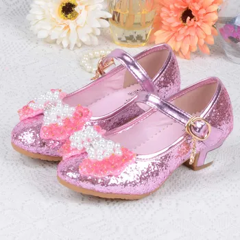 

ARLONEET Children PU Leather Sandals Child High Heels Girls Princess Summer Shoes Chaussure Enfants Sandals Party Shoes 1126