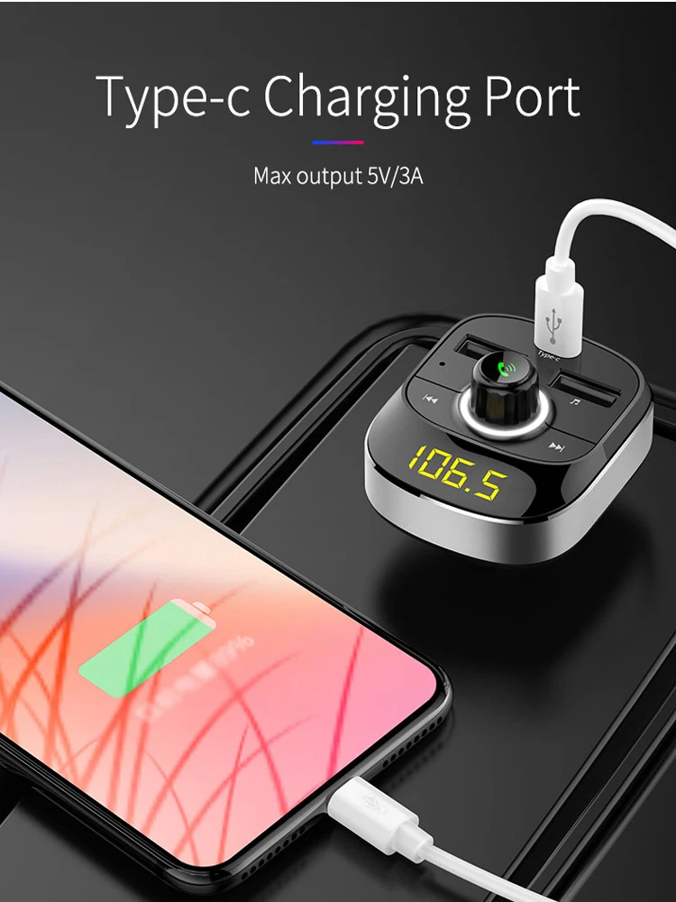  Car MP3 Player Bluetooth FM Transmitter Hands-free Car Kit Audio MP3 Modulator 1.1 Inch Display 3.1
