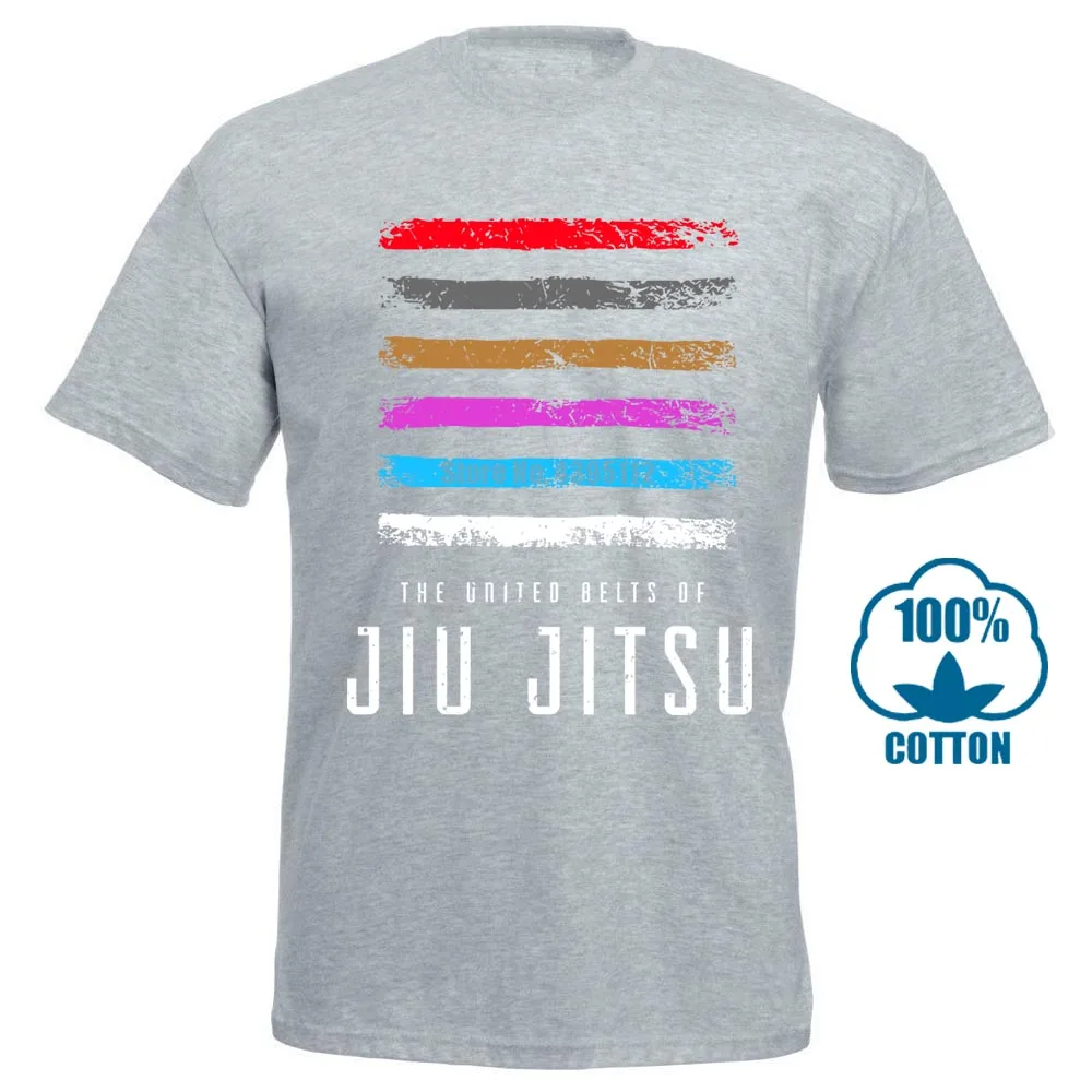 Bjj Пояс Ранг Мужская футболка для джиу джитсу - Цвет: Серый