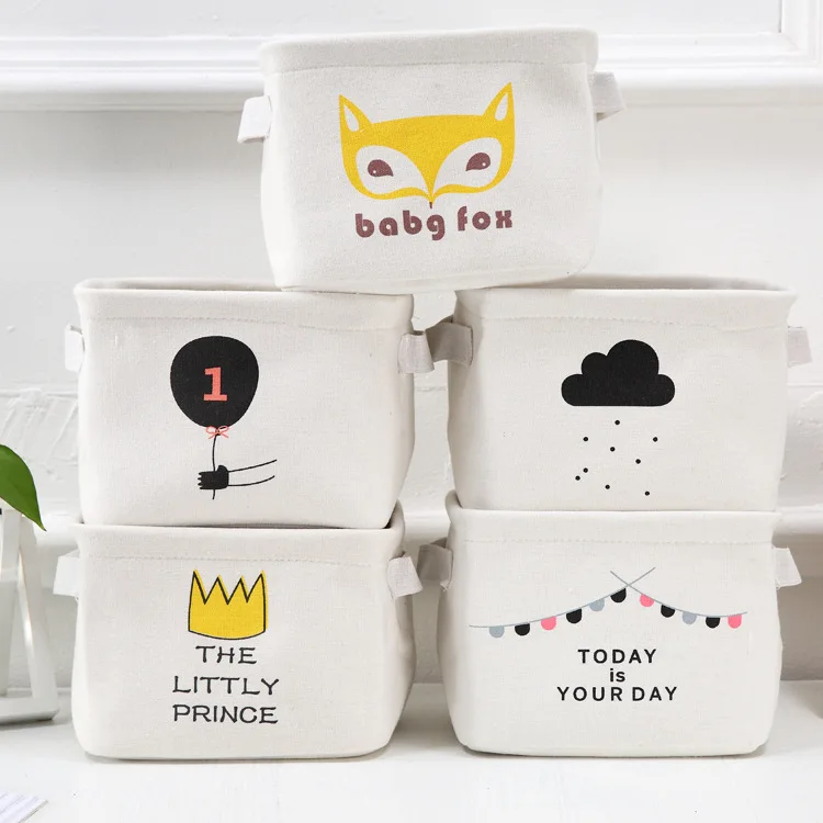 INS creative cotton and linen storage basket cute portable frame box fabric | Дом и сад