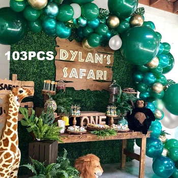 

100pcs Balloon Arch Kit Green Confetti Metal Balloon Wedding Birthday Jungle Party Decor Baby Shower Hawaii Party Latex Balloon