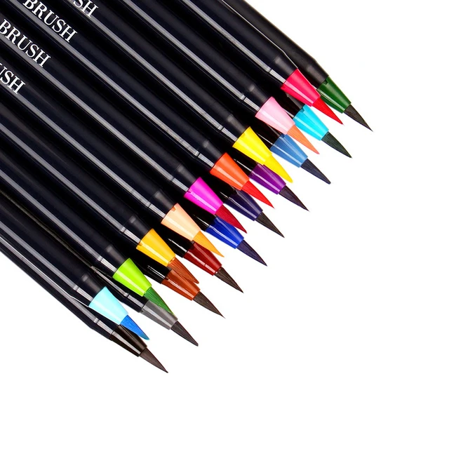 Art Marker 48 Colors Watercolor Brush Pens Markers Pens for Drawing  Coloring Books Manga Calligraphy School Supplies Stationery - AliExpress