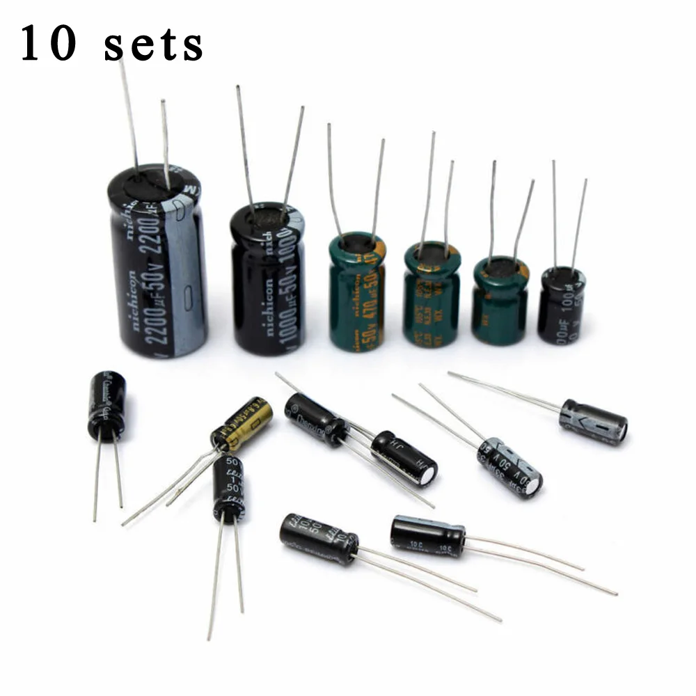 

1200pcs 50V 15 Values 1uF-2200uF Assorted Electrolytic Capacitor Assortment Kit 120pcs Electrolytic Capacitors (1 Set Of 120pcs)