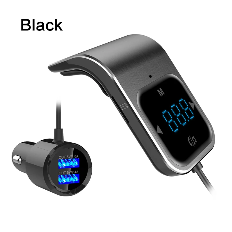 Автомобильный Bluetooth MP3-плеер передатчик Bluetooth автомобильный беспроводной адаптер fm-модулятор с громкой связью двойной USB быстрое зарядное устройство - Название цвета: Черный