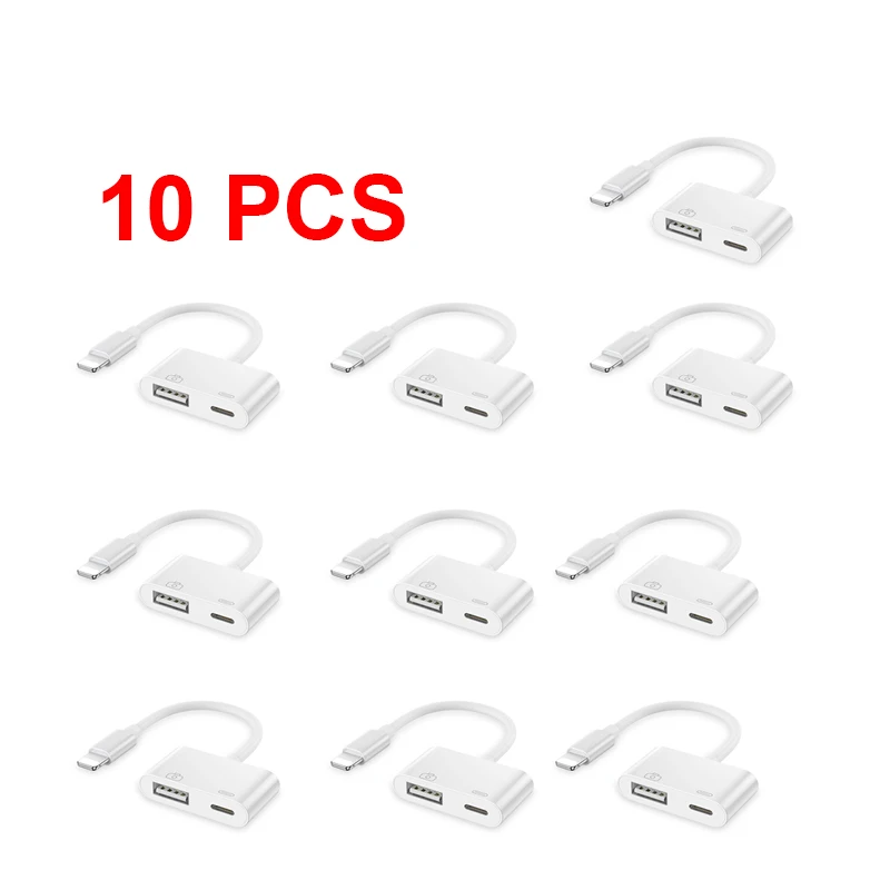 5 шт./10 шт. в партии OTG USB адаптер для камеры для ios USB кабель наушники конвертер пианино MIDI клавиатура для i phone 78 ios 13 адаптер - Цвет: 10pcs USB LTing