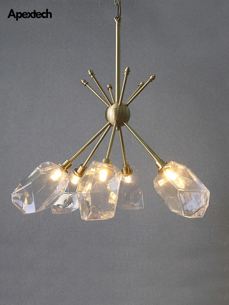 

Ice Shaped Chandelier Modern Loft Gold Metal Ceiling Chandelier For Living Room Ceiling Hanging Lights Dining Pendant Lamp