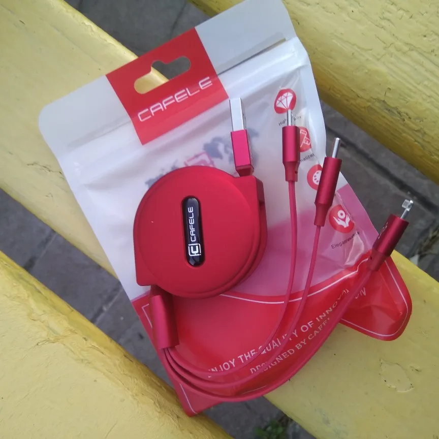 Кабель Micro USB Cafele 3 в 1 Type c для iPhone зарядный кабель портативный выдвижной usb быстрой