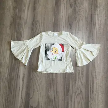 

girlymax girl Christmas raglan baby girl Santa raglan children bell sleeve top
