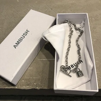 

AMBUSH Necklace Hiphop Punky Style Women Men Lock&Key Unisex Necklace Chain Jewelry Necklace Ambush 2020ss